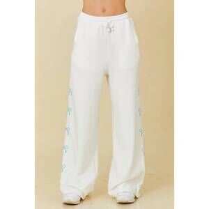NEW MAINSTRIP all the bows sweatpants in white baby blue bows